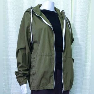 Denim & Flower Ricky Singh Design Windbreaker Jacket Khaki Green Women's Size M